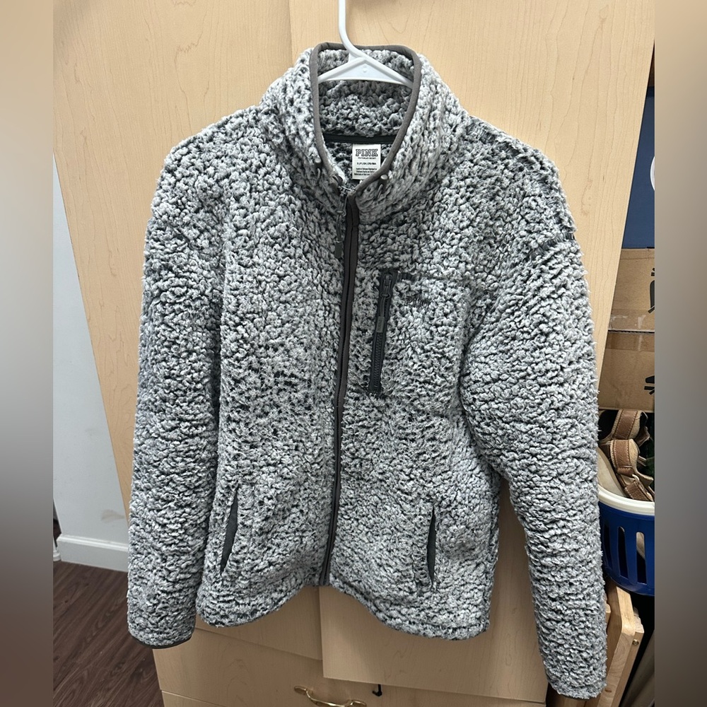 PINK Victoria's Secret Gray Sherpa Jacket - Picture 2 of 7